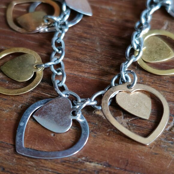 Milor Stainless Steel Multi-Tone Cutout Double Hearts Pendant 20" Necklace - Picture 6 of 6